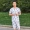 Mùa hè trung niên nam cotton lụa đồ ngủ cha trung niên lỏng lẻo dịch vụ nhà nhân tạo phù hợp với cotton mỏng - Bộ Pajama