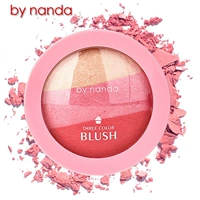 Mới BY NANDA kem tim máy 3 màu bột nở má hồng rang để tăng cường màu sắc để sửa đổi khuôn mặt người mới bắt đầu - Blush / Cochineal phấn má etude house