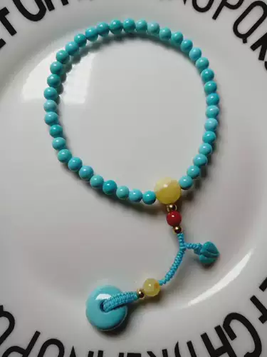 Бирюзовая природная руда, бусины, резное украшение-шарик, ручка, браслет, тройник