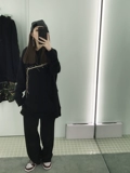 Mei 伢 Fuzzykon Black Brand Chic и западные брюки