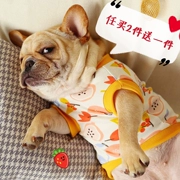 Quần áo chó pháp mùa xuân và mùa hè mỏng phần vest nhỏ in hình áo sơ mi cổ tròn ngắn chó béo mùa hè trang phục dễ thương - Quần áo & phụ kiện thú cưng