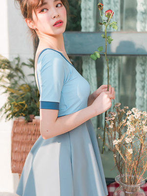 Hiện tại, áo tắm là bảo thủ, thịt bảo tồn, tấm thép được tập hợp, sinh viên Hàn Quốc mảnh khảnh, bụng, váy, áo tắm chia, áo tắm. - Bộ đồ bơi hai mảnh