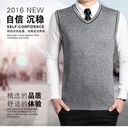 Trung niên và người đàn ông cũ của len vest nam v-cổ áo len mỏng áo len kích thước lớn trùm đầu vest vest