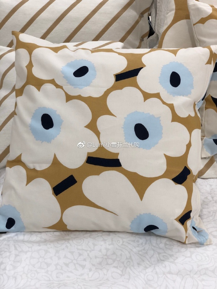 Marimekko 经典米白蓝unikko 抱枕套50 50cm 淘宝网