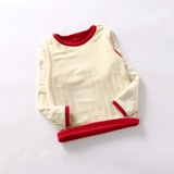 Детская хлопковая флисовая удерживающая тепло футболка для мальчиков, нижнее белье, комбинезон, бархатные штаны, демисезонная утепленный лонгслив, длинный рукав