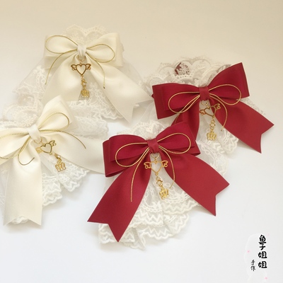 taobao agent Free shipping lolita hand -made small object, flower, white lace pine tight hand sleeves Lolo tower dark red bow hand sleeves