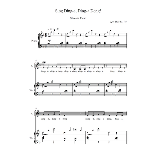 Sing Ding Dinging Chorus Five -Line Piano Accompaneed Piano Accompaning Tong Tong пение женского пения