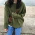2017 mùa thu và mùa đông Hàn Quốc ren cổ áo lỏng hoang dã mỏng màu rắn đơn giản dài tay áo thun đan áo len áo áo ghi lê len cho nữ Áo len