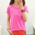 Thể thao t-shirt nữ cổ áo màu sắc phù hợp với quần áo khô nhanh ngắn tay ngoài trời mùa hè chạy thể dục quần áo giản dị