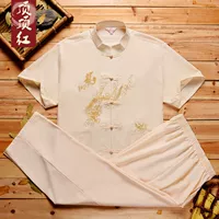 Летняя одежда для пожилых людей, футболка, комплект, короткий рукав, для среднего возраста, китайский стиль