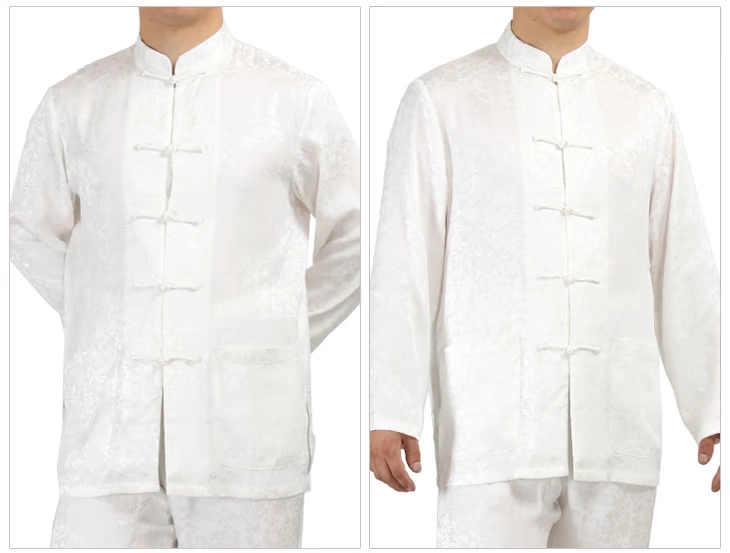 Mùa thu Tang phù hợp với nam trung niên áo nhà Trung Quốc cào vải gió tối quần áo xếp li nam nhăn nheo trang phục dài tay quốc gia bo dan toc cho nam nu