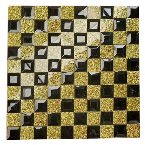 Стеклянная самоклеющаяся трехмерная мозаика на стену, золото и серебро