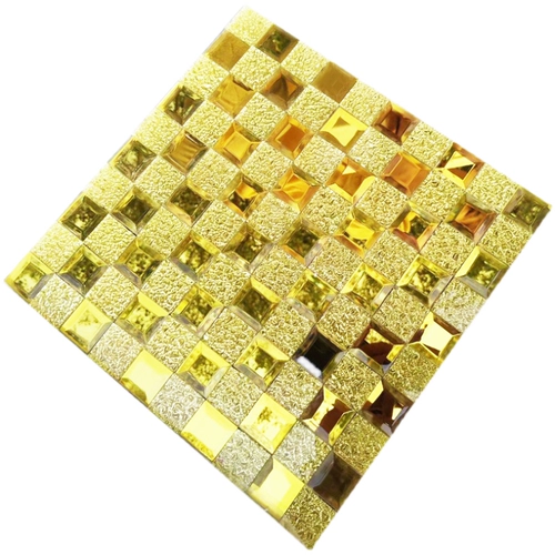 Стеклянная самоклеющаяся трехмерная мозаика на стену, золото и серебро