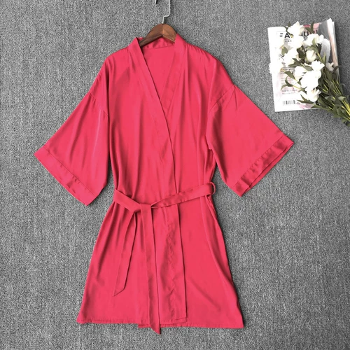 Сексуальный шелковый осенний банный халат, универсальный цветной тонкий комплект, эффект подтяжки