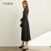 Amii tối giản chính thức của phụ nữ 2019 chính thức đi lại váy Một chiếc váy dài tay giữa mid-1193TM0362 - A-Line Váy