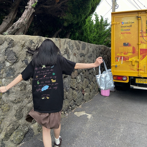 Летняя футболка, оверсайз, короткий рукав