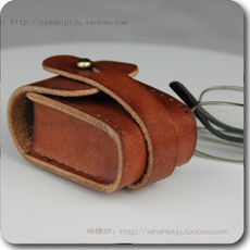 Ящики для хранения очков 真皮老花镜包头层硬牛皮折叠眼镜盒纯手工缝制抗压防摔复古风格