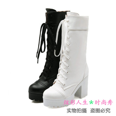 taobao agent Universal black white boots, cosplay