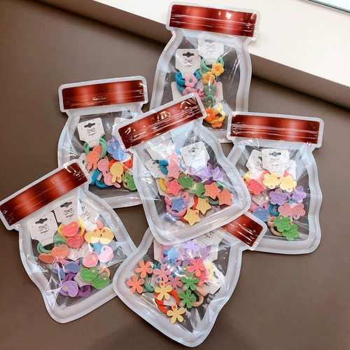 Минибабированные детские аксессуары для волос корейская версия мягкой милой радужной конфеты пять звезд любви цветочные полотенце Пара резиновых лент