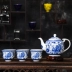 Ấm trà gốm lớn màu xanh và trắng sứ vừa nồi duy nhất kung fu trà đặt nhà với bộ lọc men dưới Jingdezhen binh pha tra Trà sứ