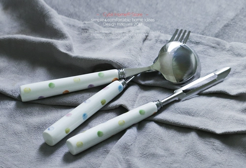 Cybil Color чернила Ripple Dot Ceramic Handling Dableware круглая ложка Rice Spoon Fork Fork Fork Cow Row Newing Device