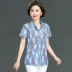 Các bà mẹ trung niên và cao tuổi mặc áo sơ mi cotton nữ mùa hè mỏng phần áo thun ngắn tay 2019 mới 40 tuổi 50 áo - Quần áo của mẹ