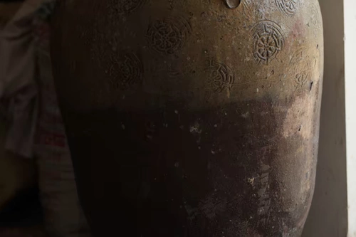 Magou Kiln в династии Цин Деньги схема Большой цилиндр лотос резервуар для воды старый объект старая глиняная пакетика старая бесплатная доставка китайская классическая украшение