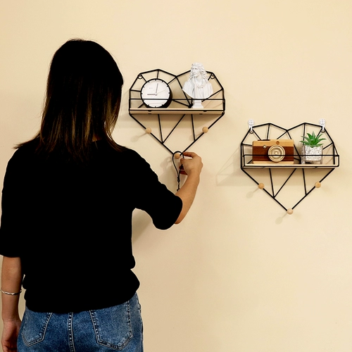 Творческая железная стена набор набора шеста в гостиной спальни стена Стена Стена прикроватная стена -Обладая декоративная стойка для хранения