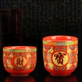 Tangcai Ceramic Big Red Cup Круглая чашка чашка чашка для водоснабжения Кубка Бога Кубка Будда Священная водяная чашка для припасов Будды Будда