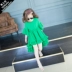 Quần áo trẻ em 2018 mùa hè mới cô gái Hàn Quốc ăn mặc trẻ em dài váy phía trước ngắn dài cổ tròn lá sen tay áo váy