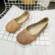Nhật bản Mori cô gái lưới retro giày thấp giày đơn giày lười biếng Lok Fu giày phẳng giày vải lanh bà giày giày của phụ nữ