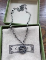 Gucci, мужское ожерелье, ретро цепочка, подвеска для влюбленных, серебро 925 пробы