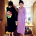 Hoa mặt trời rộng kích thước váy ngủ nữ mùa hè phụ nữ mang thai cotton Hàn Quốc dễ thương dài đoạn đồ ngủ nhà dịch vụ chất béo mm - Đêm đầm