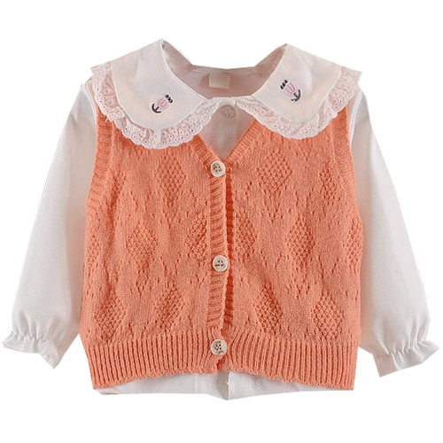Осенний детский комплект, шерстяной жилет, хлопковая рубашка, 1-2-4 лет