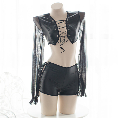 七了个三 黑色皮衣套装性感绑带镂空硬妹皮衣皮裤透视网纱套装-淘宝网 七了个三 黑色皮衣套装性感绑带镂空硬妹皮衣皮裤透视网纱套装-淘宝网