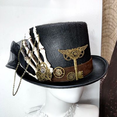 taobao agent New product free shipping steam punk retro gear cap magic hat party/magic/skull hood