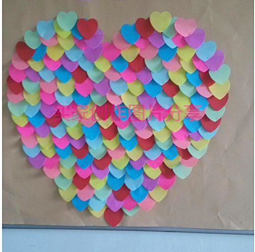 启阳荧光爱心便利贴N次贴随意贴记事贴随意贴