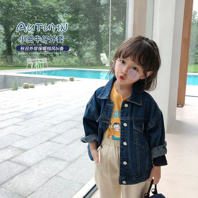 Năm 2020 phong cách mùa thu mới Ran Xiaotian quần áo trẻ em vừa và nhỏ trẻ em cô gái dài tay áo khoác áo khoác denim Hàn Quốc - Khác