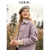 Áo khoác len thêu Lecho 2018 thu đông 2018 phụ nữ mới dài màu tím trên áo len dài đến đầu gối - Trung bình và dài Coat