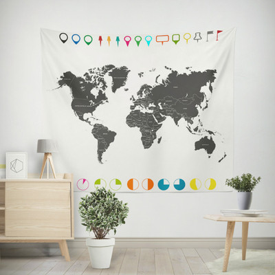 Bản đồ thế giới loạt tường tấm thảm treo tường bãi biển khăn chăn chụp nền vải vải trang trí logo tùy chỉnh Tapestry