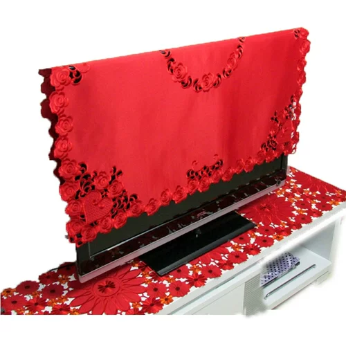 Свадьба Hi Celebration Tablecloth Big Red Coffee Trade Clate Clated Clate Sedail Свадебная столовая ткань европейская полая вышивка телевизора