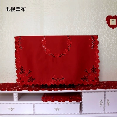 Свадьба Hi Celebration Tablecloth Big Red Coffee Trade Clate Clated Clate Sedail Свадебная столовая ткань европейская полая вышивка телевизора