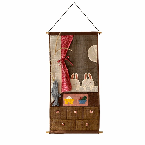 Птица вне окна кролика за окном окна, тканевая стена ручной ткани -заглушка для мультяшной стены висит мультфильм