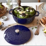 Стауб Эмалевая листовая горшка для горшки Графит Графит серой резной горшок темно -синий 24 -го 24 -мама 16 резной графитовой пепел