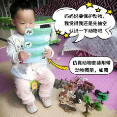 Игрушки-животные 仿真动物玩具套装陆地动物模型实心摆件野生森林动物园宝宝认知