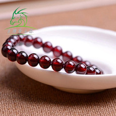 Украшения на руку 肖雅斋 天然玉石石榴石手链8mm手串 男女款紫牙乌圆珠手链