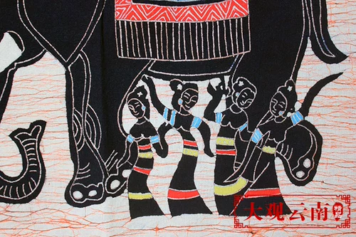 Средняя картина восковой краски Dai People, Хлопковая роспись гостиная в ресторане декоративная стена -национальная национальная фона