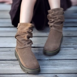 Martens, демисезонные кожаные матовые удерживающие тепло ботинки, европейский стиль, мягкая подошва, средней длины
