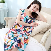 Mùa hè cotton lụa không tay váy phần mỏng cộng với phân bón tăng công chúa nightdress cotton nhân tạo đồ ngủ Hàn Quốc phiên bản của lỏng dịch vụ nhà váy mùa đông