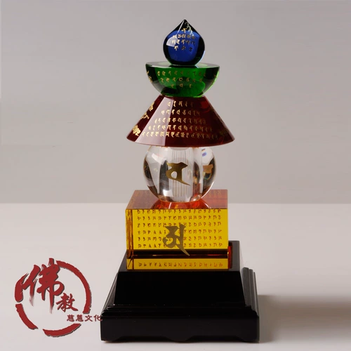Пятиколорный кристалл, все Rulai Workle Body Relic Mantra Tower Высота 23 см через башню Wensing Пять раундов религи -башня